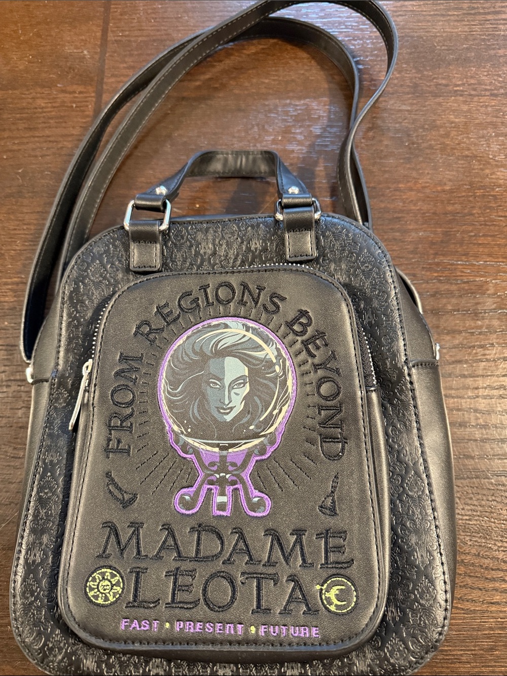 Disney Madame  Leota Black Embroidered Crossbody Bag